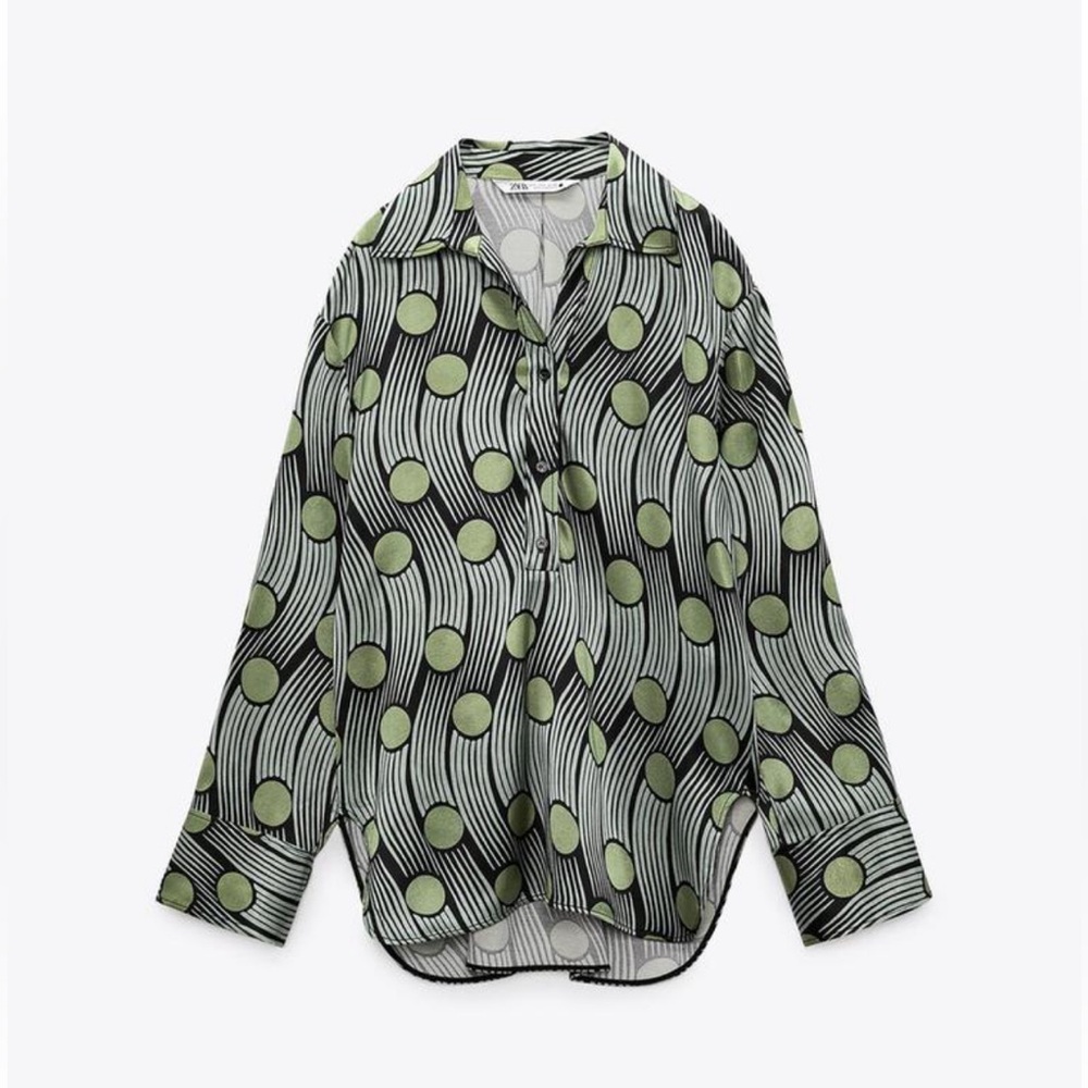 ZARA FLOWY PRINTED SATIN BLOUSE
